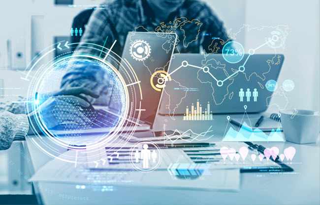 Laptops with data and tracking images