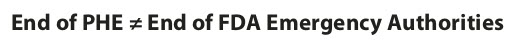 End of PHE = End of FDA Emergency Authorities