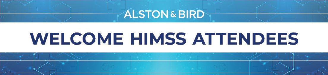 Banner welcoming HIMSS attendees